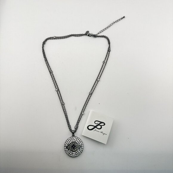 Joan Boyce Necklace Evil Eye Angel Eye Talisman Silver Tone Black Rhinestone - Picture 7 of 13